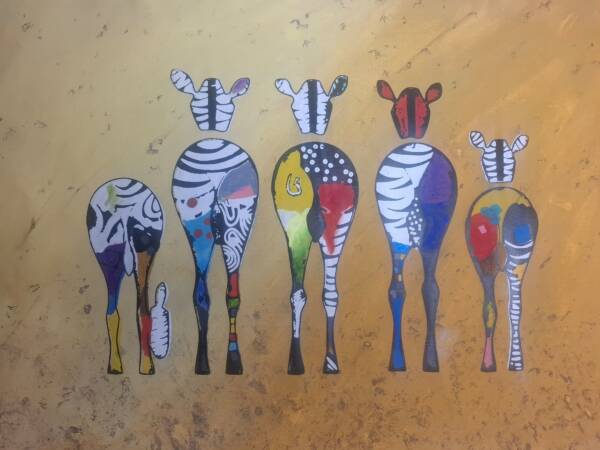 Handgefertigte Siebdruck Leinwand – Zebra