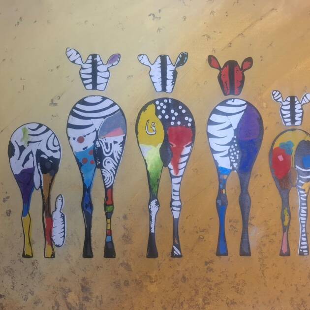Handgefertigte Siebdruck Leinwand – Zebra